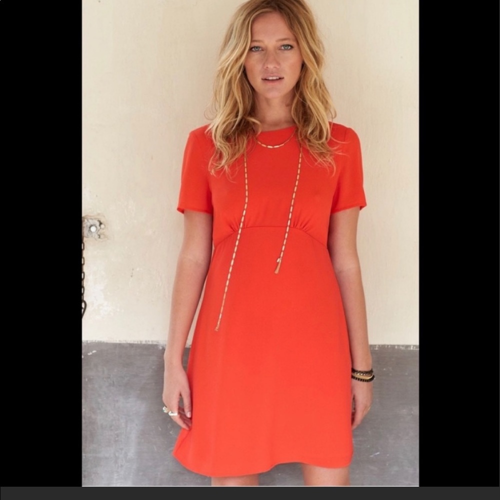 Sezane Lula red dress with button back size 38